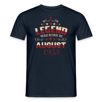 Une légende est née en août 1953 - T-shirt homme - marine - Devant - AI Model Male 178 light (178cm)