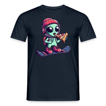 Cool Alien Ride Snowboard Et Mange De La Pizza - T-shirt homme - marine - Devant - AI Model Male 178 light (178cm)