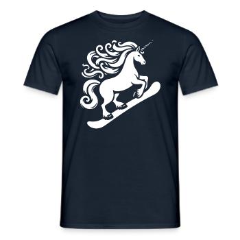 Minimalist Design: Unicorn Snowboarder - Men's T-Shirt - navy - Front - AI Model Male 178 light (178cm)