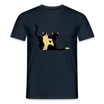 2 Katzen - Männer T-Shirt - Navy - Vorne - AI Model Male 178 light (178cm)