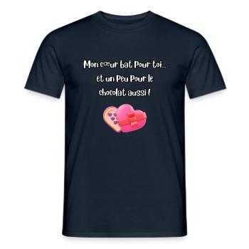Humorvolle Schokoladen-Liebeserklärung - Männer T-Shirt - Navy - Vorne - AI Model Male 178 light (178cm)
