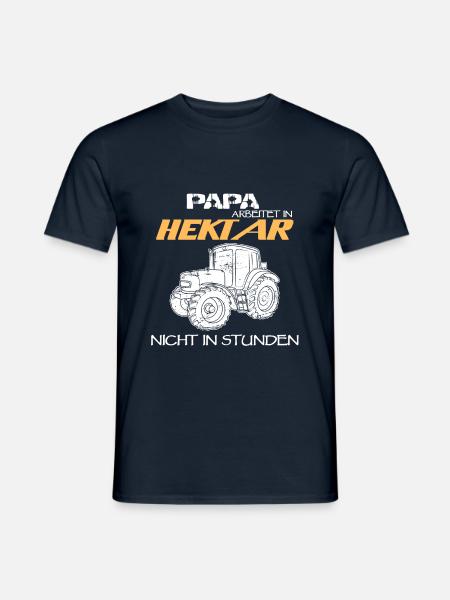 Papa Arbeitet In Hektar Landwirt - Männer T-Shirt - Navy