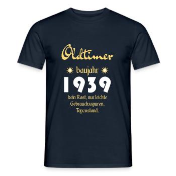 Voitures anciennes année de construction 1939 - T-shirt homme - marine - Devant - AI Model Male 178 light (178cm)