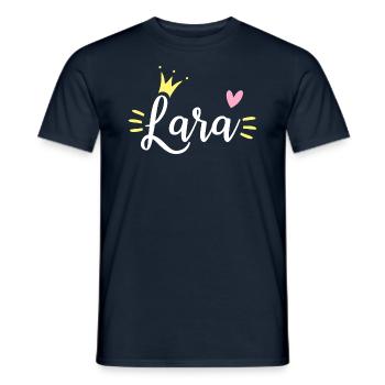Couronne de nom Lara - T-shirt homme - marine - Devant - AI Model Male 178 light (178cm)