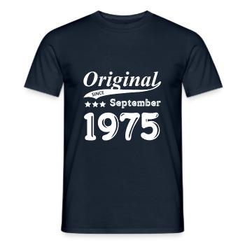 Depuis Septembre 1975 d'origine cadeau - T-shirt homme - marine - Devant - AI Model Male 178 light (178cm)