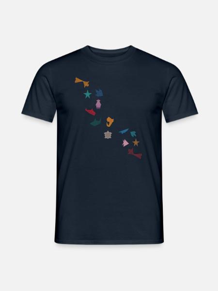 Origami Fische Bunt Meer Aquarium See Kristall - Männer T-Shirt - Navy