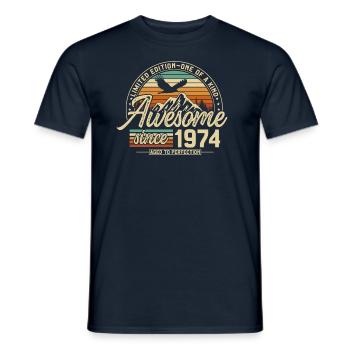 Awesome since 1974 Vintage Vintage Birthday - Men's T-Shirt - navy - Front - AI Model Male 178 light (178cm)