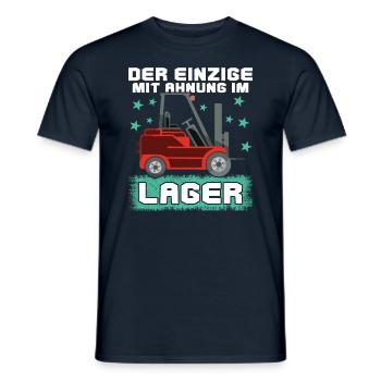 Der Einzige Mit Ahnung Im Lager Lustiger Stapler - Männer T-Shirt - Navy - Vorne - AI Model Male 178 light (178cm)