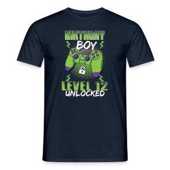 Gamer Boy Video Game Lover Age 12 Unlocked - Men's T-Shirt - navy - Front - AI Model Male 178 light (178cm)