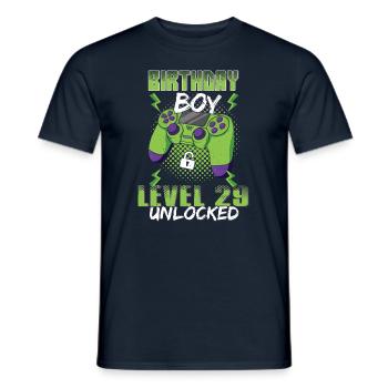 Gamer Boy Video Game Lover Age 29 Unlocked - Men's T-Shirt - navy - Front - AI Model Male 178 light (178cm)