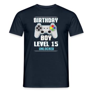 Gamer Boy Video Game Lover Age 15 Level Unlocked - Männer T-Shirt - Navy - Vorne - AI Model Male 178 light (178cm)