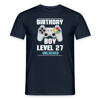 Gamer Boy Video Game Lover Age 27 Level Unlocked - Men's T-Shirt - navy - Front - AI Model Male 178 light (178cm)