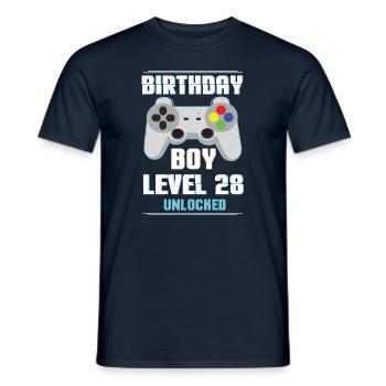Gamer Boy Video Game Lover Age 28 Level Unlocked - Men's T-Shirt - navy - Front - AI Model Male 178 light (178cm)