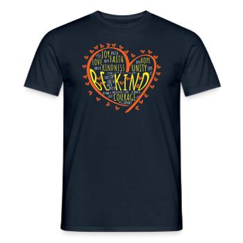 Kind Word Cloud Heart Inclusion Kindness Unity Day - Men's T-Shirt - navy - Front - AI Model Male 178 light (178cm)
