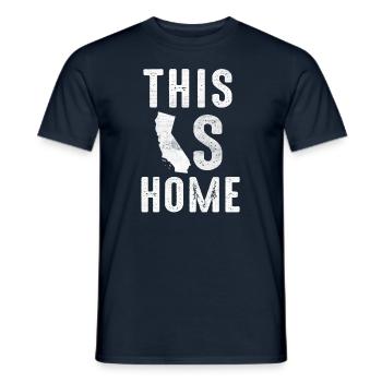 Map America US State Flag This Home California - Men's T-Shirt - navy - Front - AI Model Male 178 light (178cm)