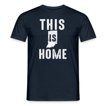 Map America US State Flag This Home Indiana - Men's T-Shirt - navy - Front - AI Model Male 178 light (178cm)