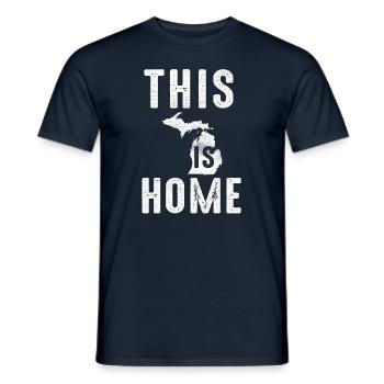 Map America US State Flag This Home Michigan - Männer T-Shirt - Navy - Vorne - AI Model Male 178 light (178cm)