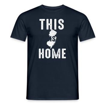 Map America US State Flag This Home New Jersey - Men's T-Shirt - navy - Front - AI Model Male 178 light (178cm)