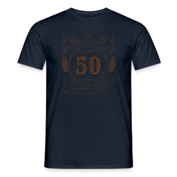 Retro Vintage Age 50 Year Old Birth Born Beer - Men's T-Shirt - navy - Front - AI Model Male 178 light (178cm)