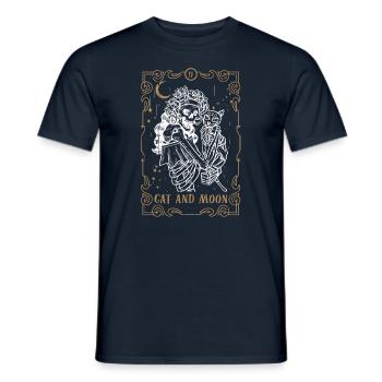 Cat Moon Tarot Card Occult Club Gothic Animal - Männer T-Shirt - Navy - Vorne - AI Model Male 178 light (178cm)