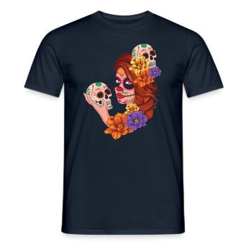 Skeleton Sugar Bone Halloween Muertos Day Of Dead - Men's T-Shirt - navy - Front - AI Model Male 178 light (178cm)
