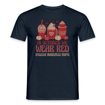 October Wear Red Dyslexia Awareness Month - Men's T-Shirt - navy - Front - AI Model Male 178 light (178cm)