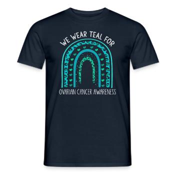 Sensibilisation au cancer de l’ovaire du ruban sarcelle de septembre - T-shirt homme - marine - Devant - AI Model Male 178 light (178cm)