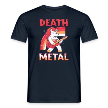 Kawaii Unicorn Rainbow Metal Music Lover Rock - Männer T-Shirt - Navy - Vorne - AI Model Male 178 light (178cm)