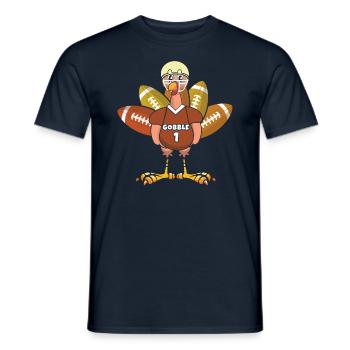 Rugby Turkey Gobble Football Fan Thanksgiving - Men's T-Shirt - navy - Front - AI Model Male 178 light (178cm)