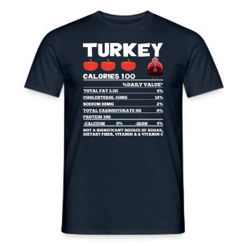 Funny Turkey Nutrition Content Thanksgiving - Men's T-Shirt - navy - Front - AI Model Male 178 light (178cm)