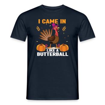 Funny Pumpkin And Turkey Fall Autumn Thanksgiving - Men's T-Shirt - navy - Front - AI Model Male 178 light (178cm)