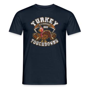 Rugby Turkey Touchdown Football Fan Thanksgiving - Men's T-Shirt - navy - Front - AI Model Male 178 light (178cm)