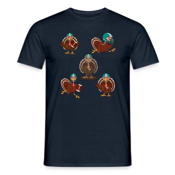 Thanksgiving Rugby Cute Turkey And Football - Men's T-Shirt - navy - Front - AI Model Male 178 light (178cm)