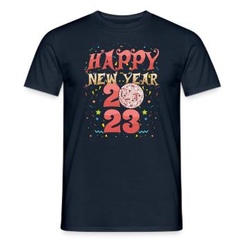 Groovy New Year Happy New Year 2023 Welcome 2023 - Männer T-Shirt - Navy - Vorne - AI Model Male 178 light (178cm)