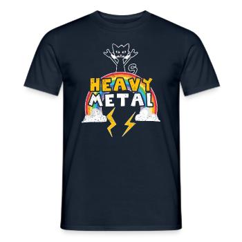 Rainbow Cat Heavy Meow Metal Music Lover - Männer T-Shirt - Navy - Vorne - AI Model Male 178 light (178cm)