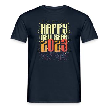 Party Fireworks Happy New Year 2023 New Year - Männer T-Shirt - Navy - Vorne - AI Model Male 178 light (178cm)