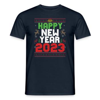 Happy New Year 2023 Hello New Year Ugly Christmas - Männer T-Shirt - Navy - Vorne - AI Model Male 178 light (178cm)