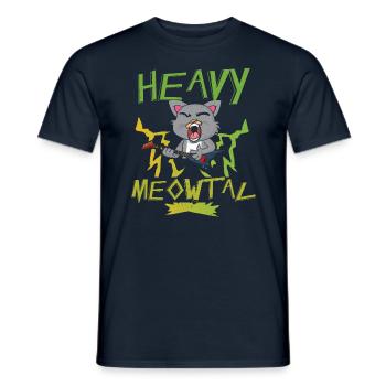 Cute Cat Heavy Meow Metal Music Lover Guitar Kid - Männer T-Shirt - Navy - Vorne - AI Model Male 178 light (178cm)