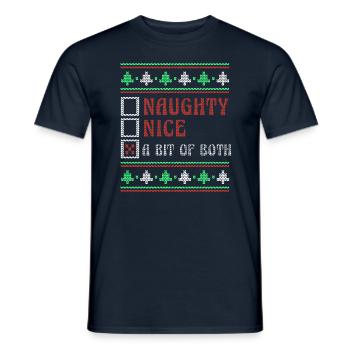 Bit Both Naughty Nice Joke Funny Ugly Christmas - Männer T-Shirt - Navy - Vorne - AI Model Male 178 light (178cm)