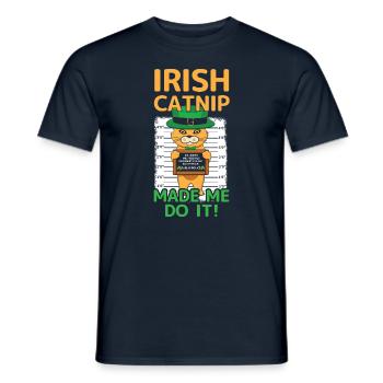 Chat drôle en colère Bonne fête de la Saint-Patrick - T-shirt homme - marine - Devant - AI Model Male 178 light (178cm)