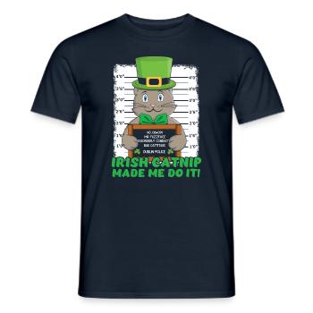 Angry Funny Irish Cat Happy Saint Patrick Day - Men's T-Shirt - navy - Front - AI Model Male 178 light (178cm)