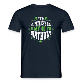 Birth Age 40 Shamrock Saint Patrick Day - Men's T-Shirt - navy - Front - AI Model Male 178 light (178cm)