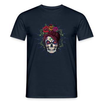 Skelett Zuckerknochen Blumen Internationaler Frauentag - Männer T-Shirt - Navy - Vorne - AI Model Male 178 light (178cm)