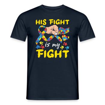 His Fight My Fight Blue Puzzle Autism Awareness - Men's T-Shirt - navy - Front - AI Model Male 178 light (178cm)