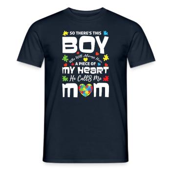 Heart Boy nennt mich Mama Puzzle Autismus Bewusstsein - Männer T-Shirt - Navy - Vorne - AI Model Male 178 light (178cm)