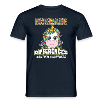 Unicorn Different Colorful Puzzle Autism Awareness - Men's T-Shirt - navy - Front - AI Model Male 178 light (178cm)
