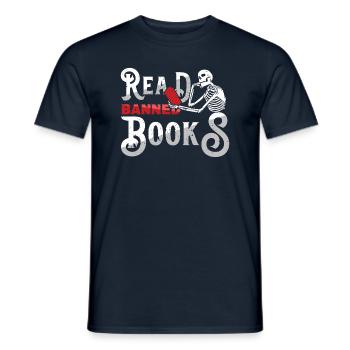 J’ai lu Interdit Book Lover Skeleton Reader Read - T-shirt homme - marine - Devant - AI Model Male 178 light (178cm)