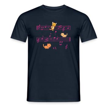 Drei Kätzchen Auf Musiknoten Musiker - Männer T-Shirt - Navy - Vorne - AI Model Male 178 light (178cm)