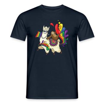 Lama Gleichberechtigung Schwul LGBTQ Regenbogen LGBT Pride Monat - Männer T-Shirt - Navy - Vorne - AI Model Male 178 light (178cm)