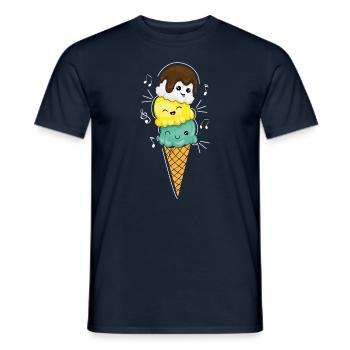 Kawaii Eis und Sahne Lustiges Dessert Hallo Sommer - Männer T-Shirt - Navy - Vorne - AI Model Male 178 light (178cm)